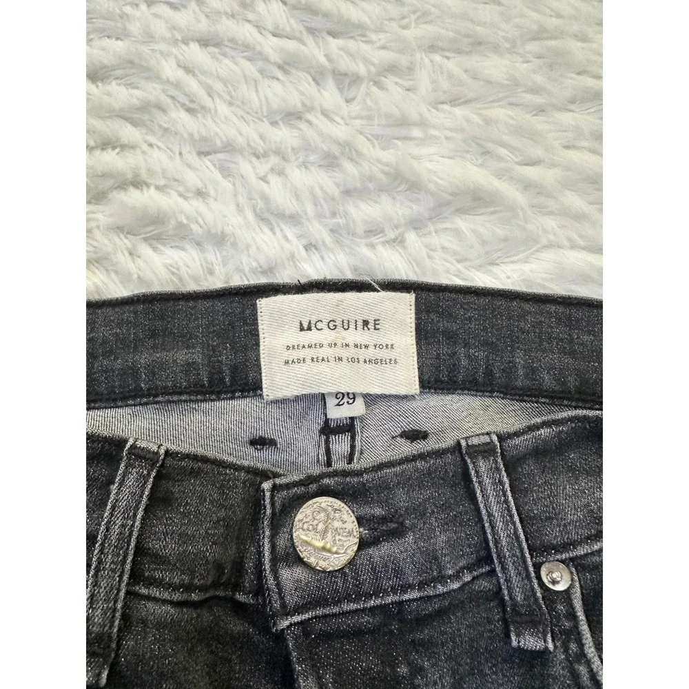 McGuire Valetta‎ Cropped Straight Denim Black Wash Fray Hem Jeans size 29 - Picture 3 of 3